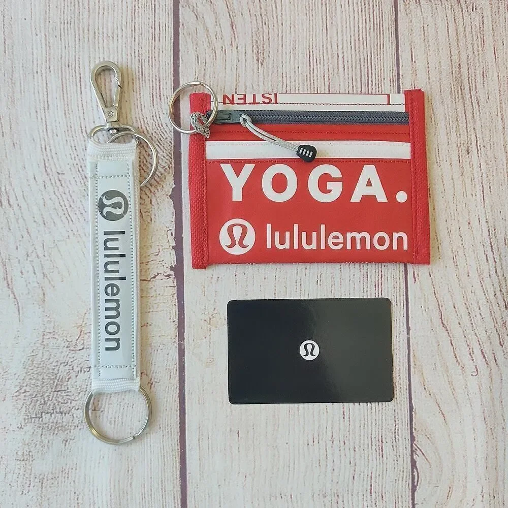 Lululemon Yoga handmade credit card ID coin holder with keychain